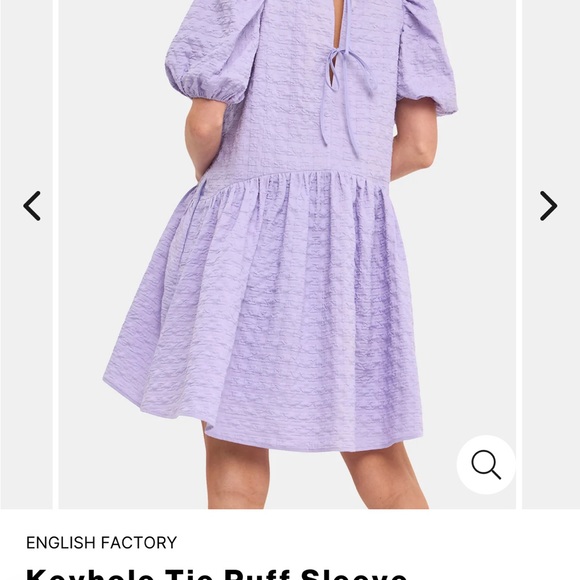 NWT English Factory Lavendar back tie Jacquard Puff Dress - Picture 8 of 9